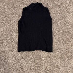 Black Sleeveless Turtleneck Top